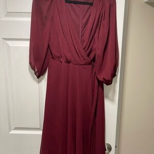 Elegant Burgundy Wrap Dress